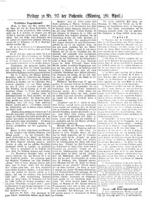 Bohemia Montag 20. April 1857