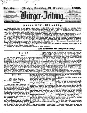 Bürger-Zeitung Donnerstag 19. Dezember 1867