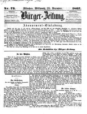 Bürger-Zeitung Mittwoch 25. Dezember 1867