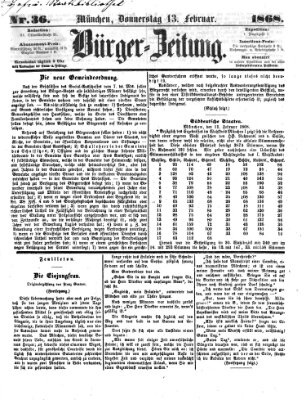 Bürger-Zeitung Donnerstag 13. Februar 1868