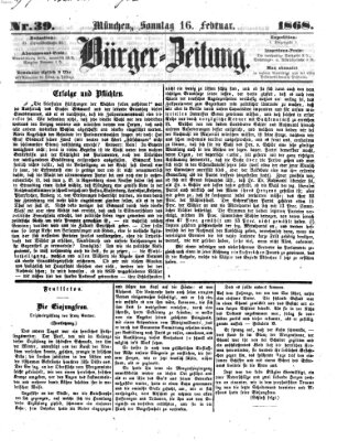 Bürger-Zeitung Sonntag 16. Februar 1868