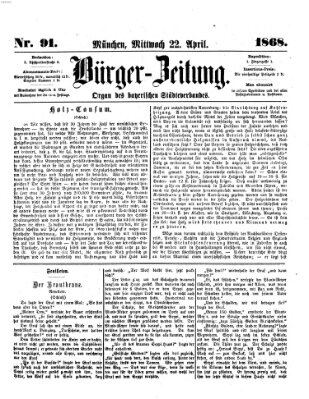 Bürger-Zeitung Mittwoch 22. April 1868