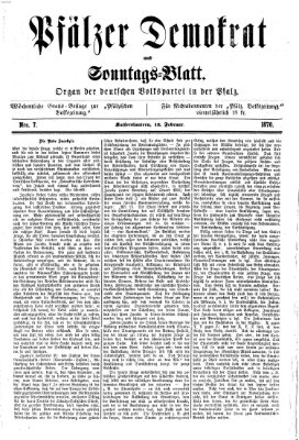 Deutscher Demokrat (Pfälzische Volkszeitung) Sonntag 13. Februar 1870