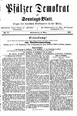 Deutscher Demokrat (Pfälzische Volkszeitung) Sonntag 27. März 1870