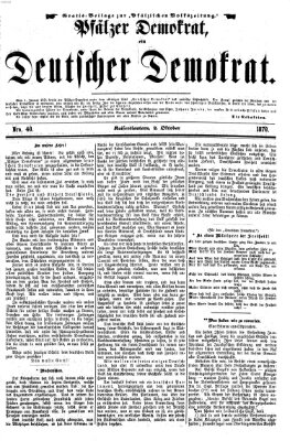 Deutscher Demokrat (Pfälzische Volkszeitung) Sonntag 2. Oktober 1870