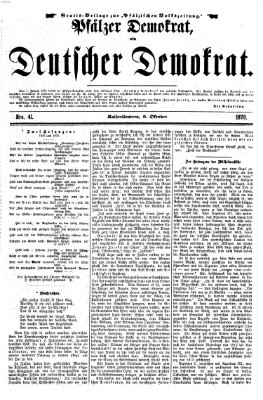 Deutscher Demokrat (Pfälzische Volkszeitung) Sonntag 9. Oktober 1870