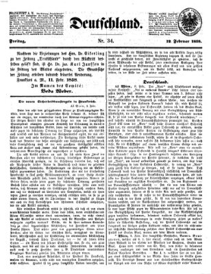 Deutschland Freitag 12. Februar 1858