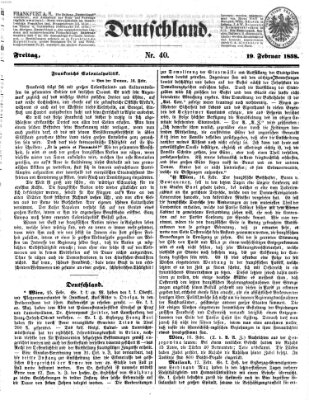 Deutschland Freitag 19. Februar 1858