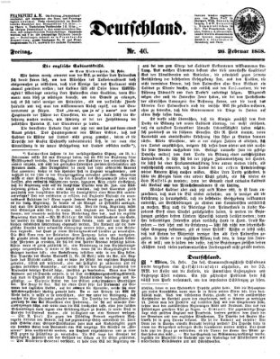 Deutschland Freitag 26. Februar 1858