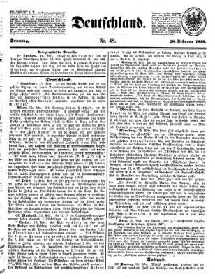 Deutschland Sonntag 28. Februar 1858