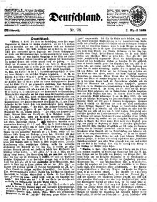 Deutschland Mittwoch 7. April 1858