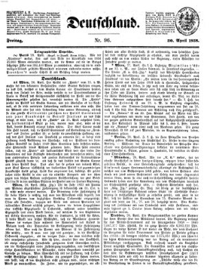 Deutschland Freitag 30. April 1858