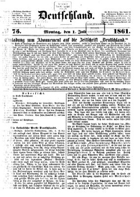 Deutschland Montag 1. Juli 1861