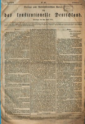 Niederrheinischer Kurier für das konstitutionelle Deutschland. Beilage zum Niederrheinischen Kurier für das konstitutionelle Deutschland (Das konstitutionelle Deutschland) Freitag 1. April 1831