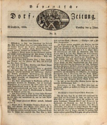 Die Bayerische Dorfzeitung (Münchener Bote für Stadt und Land) Samstag 4. Januar 1834