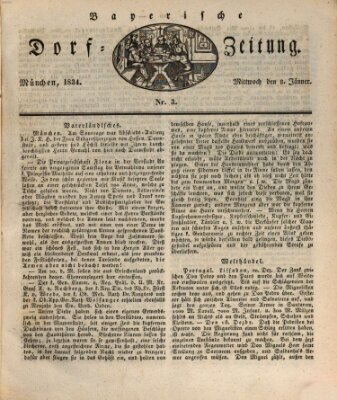 Die Bayerische Dorfzeitung (Münchener Bote für Stadt und Land) Mittwoch 8. Januar 1834