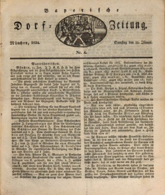 Die Bayerische Dorfzeitung (Münchener Bote für Stadt und Land) Samstag 11. Januar 1834