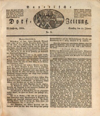 Die Bayerische Dorfzeitung (Münchener Bote für Stadt und Land) Samstag 25. Januar 1834