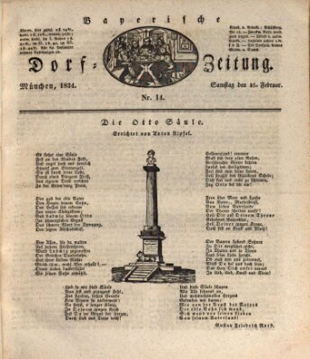 Die Bayerische Dorfzeitung (Münchener Bote für Stadt und Land) Samstag 15. Februar 1834