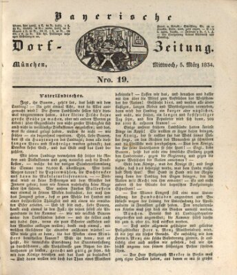 Die Bayerische Dorfzeitung (Münchener Bote für Stadt und Land) Mittwoch 5. März 1834