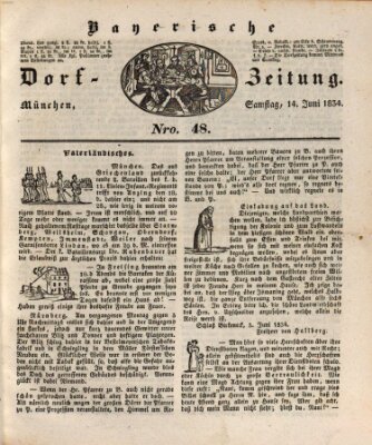 Die Bayerische Dorfzeitung (Münchener Bote für Stadt und Land) Samstag 14. Juni 1834