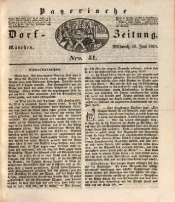 Die Bayerische Dorfzeitung (Münchener Bote für Stadt und Land) Mittwoch 25. Juni 1834