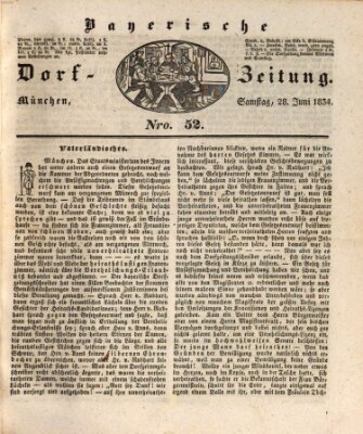 Die Bayerische Dorfzeitung (Münchener Bote für Stadt und Land) Samstag 28. Juni 1834