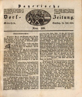 Die Bayerische Dorfzeitung (Münchener Bote für Stadt und Land) Samstag 19. Juli 1834