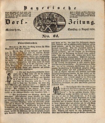 Die Bayerische Dorfzeitung (Münchener Bote für Stadt und Land) Samstag 9. August 1834