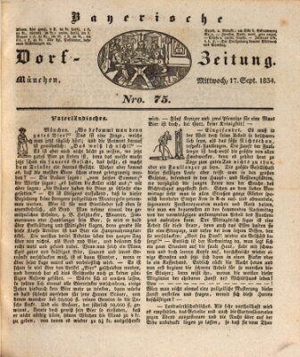 Die Bayerische Dorfzeitung (Münchener Bote für Stadt und Land) Mittwoch 17. September 1834