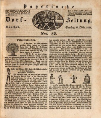 Die Bayerische Dorfzeitung (Münchener Bote für Stadt und Land) Samstag 11. Oktober 1834