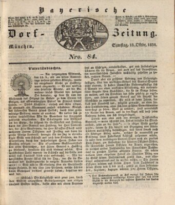 Die Bayerische Dorfzeitung (Münchener Bote für Stadt und Land) Samstag 18. Oktober 1834