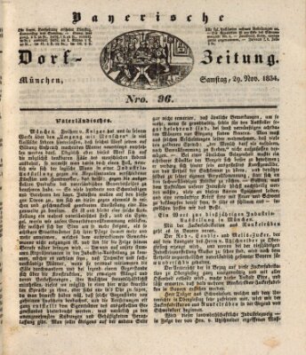 Die Bayerische Dorfzeitung (Münchener Bote für Stadt und Land) Samstag 29. November 1834