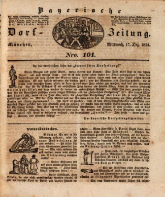 Die Bayerische Dorfzeitung (Münchener Bote für Stadt und Land) Mittwoch 17. Dezember 1834