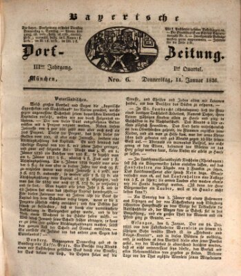 Die Bayerische Dorfzeitung (Münchener Bote für Stadt und Land) Donnerstag 14. Januar 1836