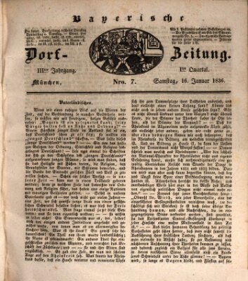 Die Bayerische Dorfzeitung (Münchener Bote für Stadt und Land) Samstag 16. Januar 1836