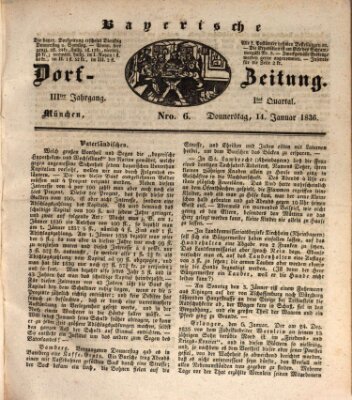 Die Bayerische Dorfzeitung (Münchener Bote für Stadt und Land) Donnerstag 14. Januar 1836