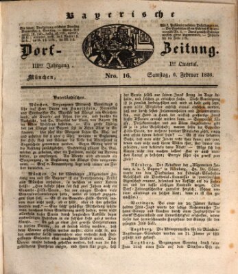 Die Bayerische Dorfzeitung (Münchener Bote für Stadt und Land) Samstag 6. Februar 1836