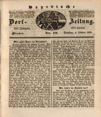 Die Bayerische Dorfzeitung (Münchener Bote für Stadt und Land) Dienstag 4. Oktober 1836