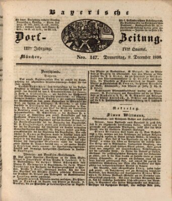 Die Bayerische Dorfzeitung (Münchener Bote für Stadt und Land) Donnerstag 8. Dezember 1836