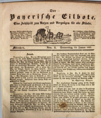 Baierscher Eilbote (Münchener Bote für Stadt und Land) Donnerstag 12. Januar 1837