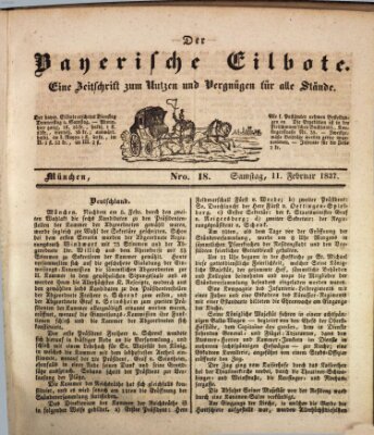 Baierscher Eilbote (Münchener Bote für Stadt und Land) Samstag 11. Februar 1837