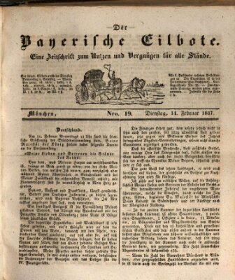 Baierscher Eilbote (Münchener Bote für Stadt und Land) Dienstag 14. Februar 1837