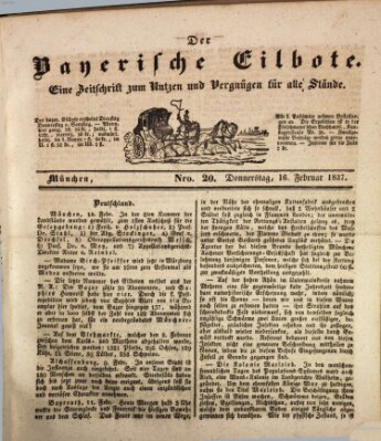 Baierscher Eilbote (Münchener Bote für Stadt und Land) Donnerstag 16. Februar 1837