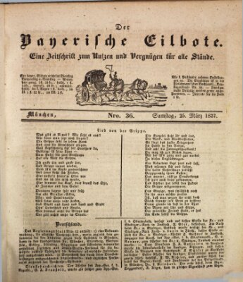 Baierscher Eilbote (Münchener Bote für Stadt und Land) Samstag 25. März 1837