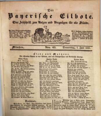 Baierscher Eilbote (Münchener Bote für Stadt und Land) Donnerstag 1. Juni 1837