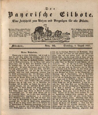 Baierscher Eilbote (Münchener Bote für Stadt und Land) Samstag 5. August 1837