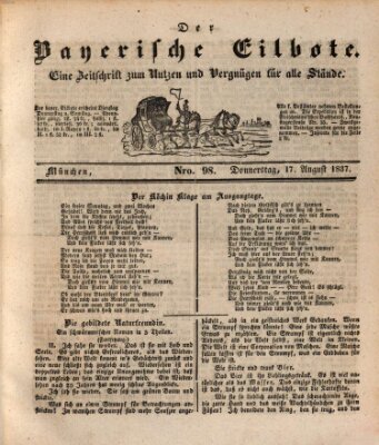 Baierscher Eilbote (Münchener Bote für Stadt und Land) Donnerstag 17. August 1837