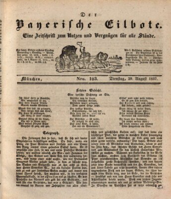 Baierscher Eilbote (Münchener Bote für Stadt und Land) Dienstag 29. August 1837