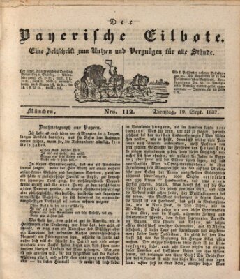 Baierscher Eilbote (Münchener Bote für Stadt und Land) Dienstag 19. September 1837